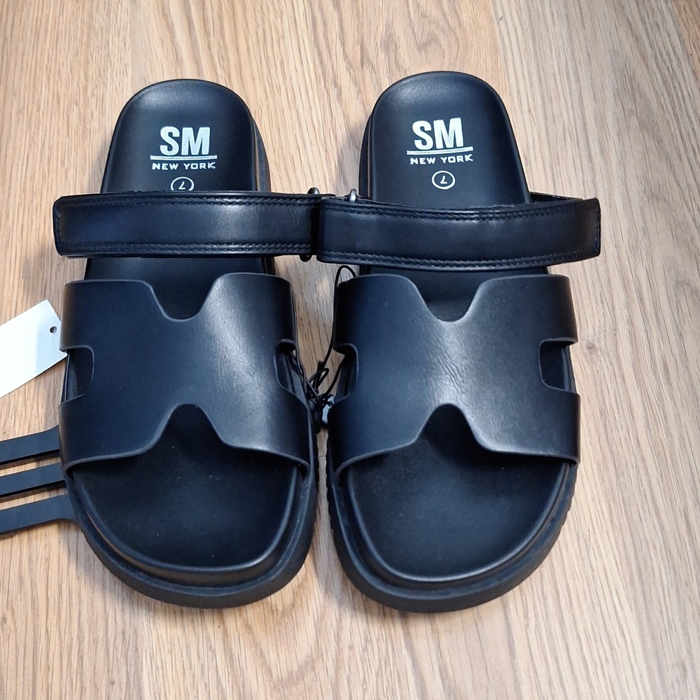 SM New York Steve Madden Black Slide Sandals